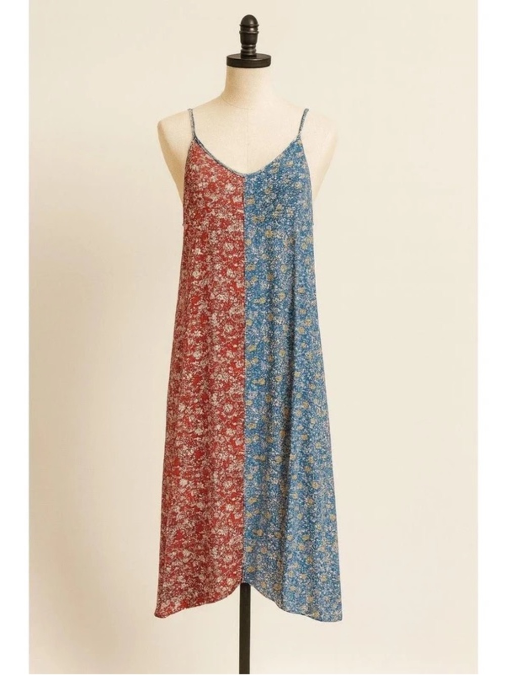 NATURAL LIFE Blue & Orange Floral Slip Dress with Back Detailing